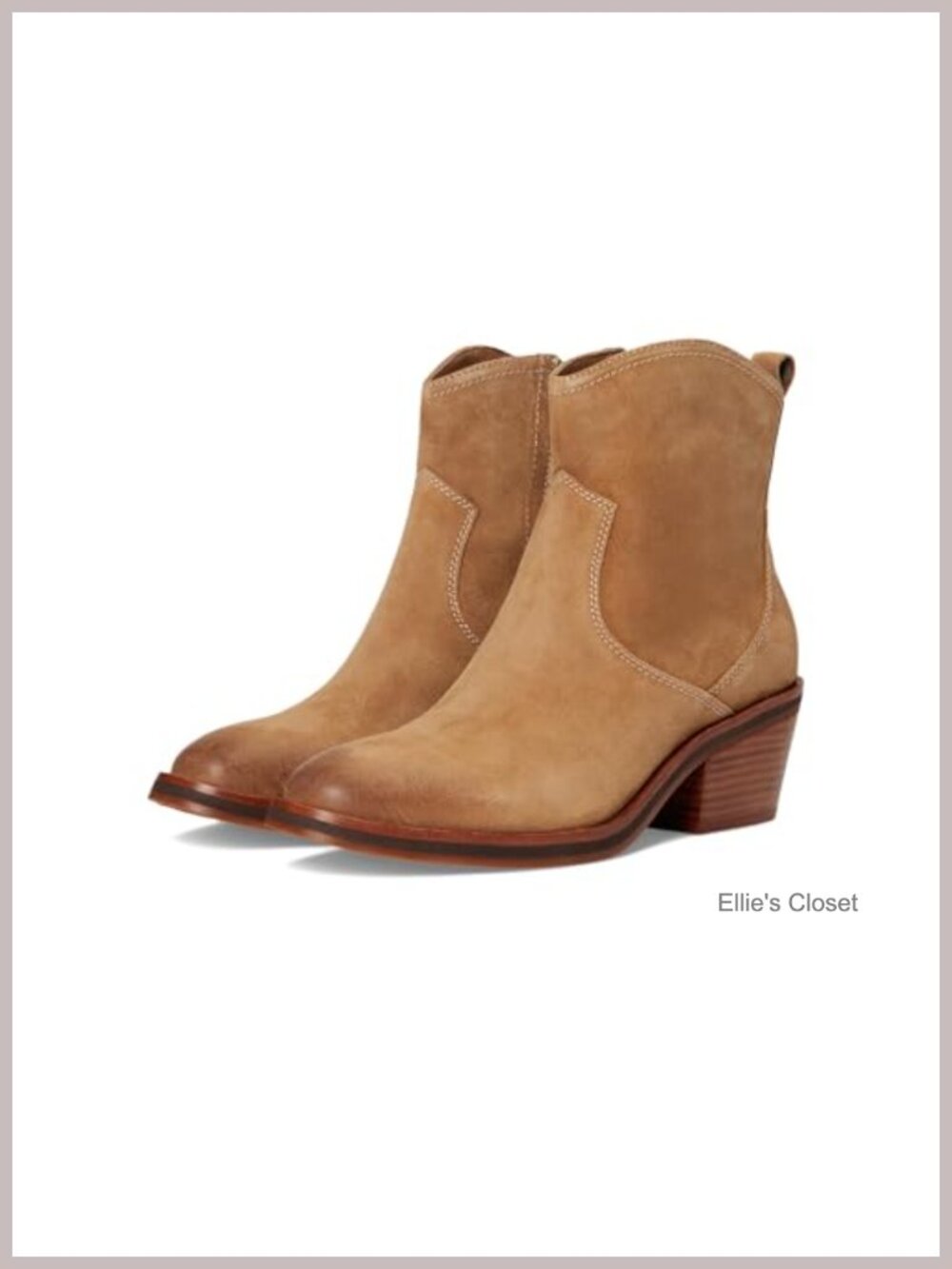 Suede Leather Ankle Bootie Western Block Heel Casual Boots
